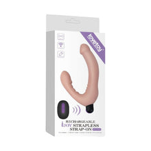 Dildo dublu LOVETOY Joy Strapless, strap-on fără ham, vibrator bullet inclus, cu telecomandă, 10 funcții de vibrație, culoarea pielii