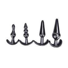 Set Plug Anal LovingJoy - Training, material moale si flexibil, negru, 12.75 cm, 11 cm, 9.5 cm, 9 cm