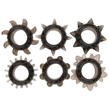 Set 6 inele pentru penis LOVING JOY Textured Rings (6 pack), din TPE, cu texturi variate, culoare negru