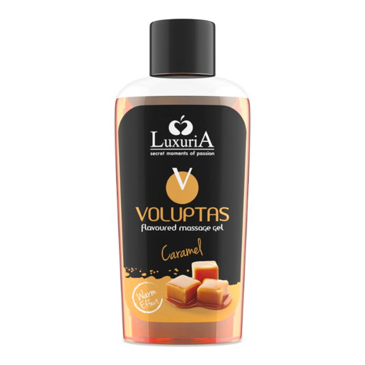 Gel pentru masaj LUXURIA Voluptas Caramel, cu efect de încălzire, aromă naturală de caramel, 100 ml