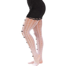 Dresuri LegAvenue - Stockings, cu decupaj si fundite, alb (model 9733)