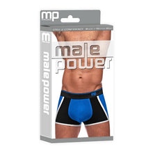 Chilot sexy bărbați MALE POWER Retro Sport, din bumbac, design cu dungi subțiri albe, mărime L, negru cu albastru