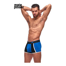 Chilot sexy bărbați MALE POWER Retro Sport, din bumbac, design cu dungi subțiri albe, mărime M, negru cu albastru