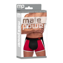 Chilot sexy bărbați MALE POWER Retro Sport, din bumbac, design cu dungi subțiri albe, mărime M, negru cu roșu