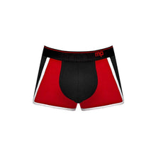 Chilot sexy bărbați MALE POWER Retro Sport, din bumbac, design cu dungi subțiri albe, mărime L, negru cu roșu