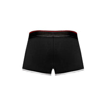 Chilot sexy bărbați MALE POWER Retro Sport, din bumbac, design cu dungi subțiri albe, mărime M, negru cu roșu