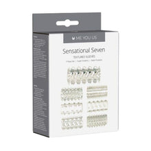 Kit manșoane pentru penis ME YOU US Sensational Seven, pentru stimulare intensă și îngroșare, cu 7 tipuri de striații, transparente