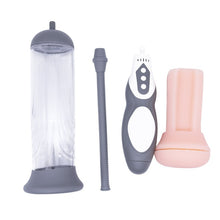 Pompa electrica MEN SUCK VACUUM - THINK BIGGER, pentru marirea penisului si imbunatatirea performantelor sexuale, gri cu alb