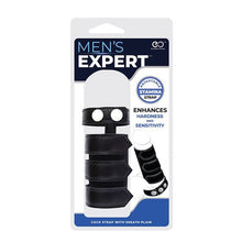 Ham pentru penis MEN’S EXPERT Cock Strap with Sheath, ajustabil, pentru jocuri erotice BDSM, negru cu argintiu
