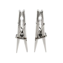Clești MR. STEEL Clothespins Nipple Clamps, utilizare pe sfârcuri în jocuri BDSM, din oțel inoxidabil, argintiu