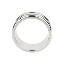 Inel pentru penis MR. STEEL Elegant Deep C-Ring, cu striații, din oțel inoxidabil, diametru 5.5 cm (mare), argintiu