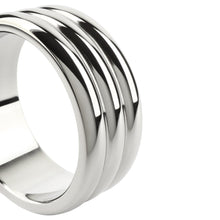Inel pentru penis MR. STEEL Elegant Deep C-Ring, cu striații, din oțel inoxidabil, diametru 5.5 cm (mare), argintiu