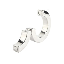Inel pentru penis MR. STEEL Hinged Magnetic Cockring, din oțel inoxidabil, cu balama magnetică, diametru 5 cm, argintiu