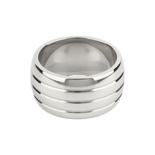 Inel pentru penis MR. STEEL Oval Barrel C-Ring, cu striații, din oțel inoxidabil, diametru 5 cm, argintiu