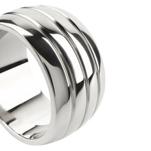 Inel pentru penis MR. STEEL Oval Barrel C-Ring, cu striații, din oțel inoxidabil, diametru 5 cm, argintiu