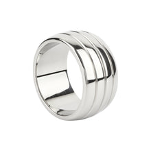 Inel pentru penis MR. STEEL Oval Barrel C-Ring, cu striații, din oțel inoxidabil, diametru 5 cm, argintiu