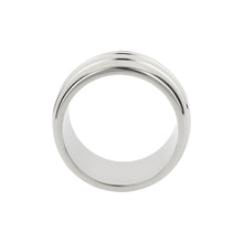 Inel pentru penis MR. STEEL Oval Barrel C-Ring, cu striații, din oțel inoxidabil, diametru 5 cm, argintiu