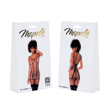 Lenjerie babydoll 2 piese MAPALÉ Nude 7546, design din plasă cu închidere șnur la spate, chilot tanga inclus, mărime L, negru cu crem