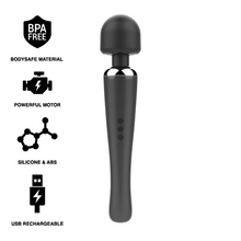Aparat de masaj NAOMI WAND Super Strong, tip Hitachi, pentru corp si zone intime, 20 functii de vibratie, negru
