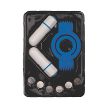 Inel vibrator pentru penis NMC Clitoral Mass, cu 2 vibratoare bullet pentru stimularea clitorisului, albastru cu alb