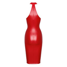 Rochie sexy NOIR HANDMADE Dress, costum erotic din material lucios, design cu guler și fermoar, culoare roșu, mărime S(27190703021)