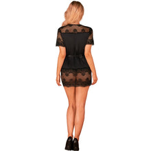 Halat transparent din dantela Obsessive Maderris Peignoir, negru, XS/S