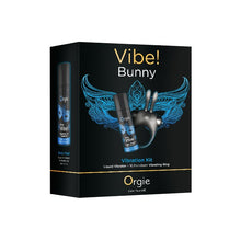 Set erotic ORGIE Vibe! Bunny, gel intim Sexy Vibe! cu efect de furnicături + inel pentru penis cu 10 funcții de vibrație (albastru)