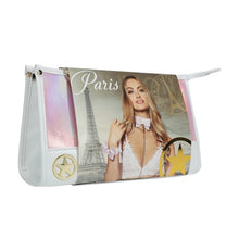 Set OUCH! Kit with Bag - Paris Collection, 9 produse pentru jocuri BDSM, cu cătușe, mască, lesă, căluș, bici și geantă, roz cu alb