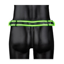 Chilot sexy bărbați OUCH! Striped Jockstrap Glow In The Dark, cu capse, negru cu verde fluorescent, mărime S/M