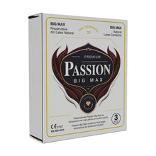 Prezervative PASSION Big Max, din latex natural, lubrifiate și rezistente, diametru 55 mm, 3 buc