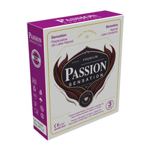 Prezervative PASSION Sensation, din latex natural, lubrifiate, texturate și rezistente, diametru 52 mm, 3 buc