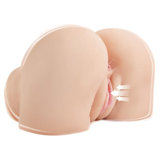 Masturbator PDX ELITE Back That Ass Up, în formă de fund, simulare vaginală și anală, cu 12 funcții de vibrație, 6 funcții de aspirare