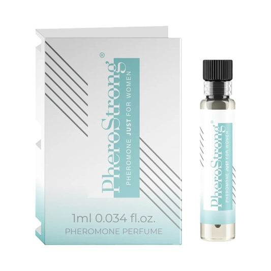 Mostră parfum cu feromoni PHEROSTRONG Just For Women, pentru femei, note de zambilă, iasomie și ambră, 1 ml