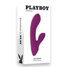 Vibrator rabbit PLAYBOY Bitty Bunny, pentru stimulare clitoris și punctul G, 7 funcții de vibrație, design cu striații, mov