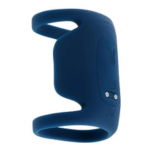 Inel vibrator pentru penis PLAYBOY Jet Pack, design cu inel pentru testicule, 9 funcții de vibrație, rezistent la apă, albastru