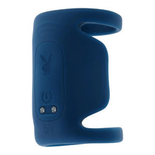 Inel vibrator pentru penis PLAYBOY Jet Pack, design cu inel pentru testicule, 9 funcții de vibrație, rezistent la apă, albastru