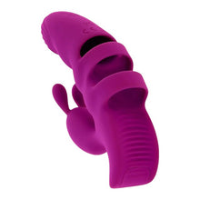 Vibrator rabbit pentru deget PLAYBOY Lend A Hand, pentru stimulare clitoris și punctul G, 7 funcții de vibrații, mov
