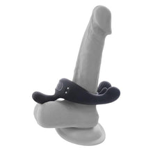 Inel vibrator pentru penis PLAYBOY Triple Play, control cu telecomandă, 9 funcții de vibrație, din silicon, rezistent la apă, negru