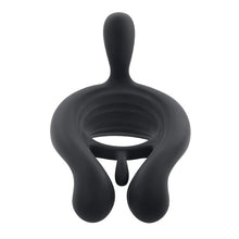 Inel vibrator pentru penis PLAYBOY Triple Play, control cu telecomandă, 9 funcții de vibrație, din silicon, rezistent la apă, negru