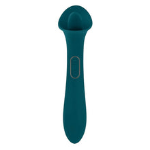 Vibrator dublu PLAYBOY True Indulgence, cu 9 funcții de simulare sex oral, 9 funcții de vibrație, rezistent la apă, verde