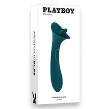 Vibrator dublu PLAYBOY True Indulgence, cu 9 funcții de simulare sex oral, 9 funcții de vibrație, rezistent la apă, verde