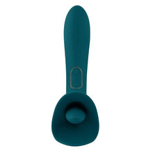 Vibrator dublu PLAYBOY True Indulgence, cu 9 funcții de simulare sex oral, 9 funcții de vibrație, rezistent la apă, verde