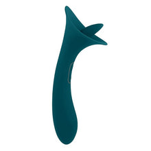 Vibrator dublu PLAYBOY True Indulgence, cu 9 funcții de simulare sex oral, 9 funcții de vibrație, rezistent la apă, verde