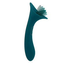 Vibrator dublu PLAYBOY True Indulgence, cu 9 funcții de simulare sex oral, 9 funcții de vibrație, rezistent la apă, verde