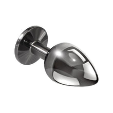 Plug anal PLAYBOY Tux - Large, din aluminiu, bază cu logo Playboy, lungime 9.5 cm, diametru 3.9 cm (mărime L), argintiu