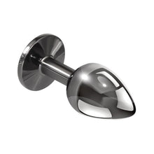 Plug anal PLAYBOY Tux - Small, din aluminiu, bază cu logo Playboy, lungime 7.3 cm, diametru 2.7 cm (mărime S), argintiu