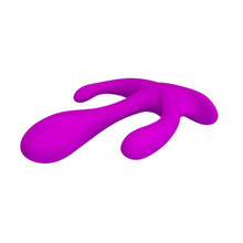 Dildo triplu PRETTY LOVE Edgar, pentru stimulare vaginală și anală, din silicon moale, lungime 11.5 cm, culoare mov