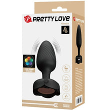 Vibrator anal PRETTY LOVE Olman, bază cu lumini LED, 10 funcții de vibrație, rezistent la apă, diametru 3 cm, negru