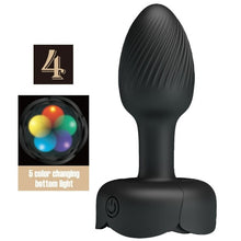 Vibrator anal PRETTY LOVE Olman, bază cu lumini LED, 10 funcții de vibrație, rezistent la apă, diametru 3 cm, negru