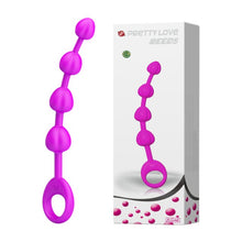 Rozariu anal PRETTY LOVE Beeds, cu inel pentru extracție ușoară, lungime 19.5 cm, diametre progresive 1.7 – 2.3 cm, mov